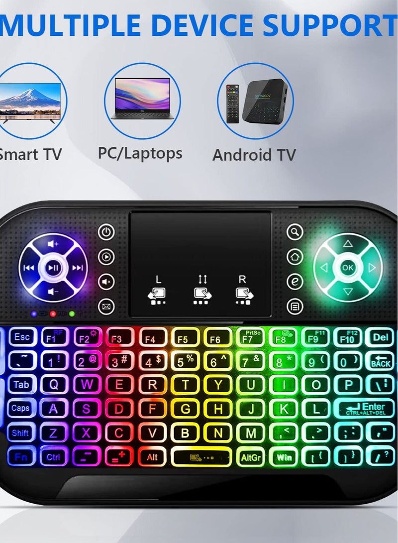 Captaintech Mini Wireless Keyboard with 7 Colors RGB Backlit and Touchpad , Seamless Connectivity,  Ideal for Smart TV, PC, Laptops, and More - Image 2