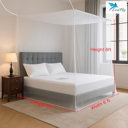 Evafly Mosquito Net for Double Bed | Foldable Machardani (Without Frame) | Polyester Strong & Breathable mesh 6 x 6 ft | Easy Setup, Lightweight, Portable & Ideal for Daily Usage - Full White - Image 2