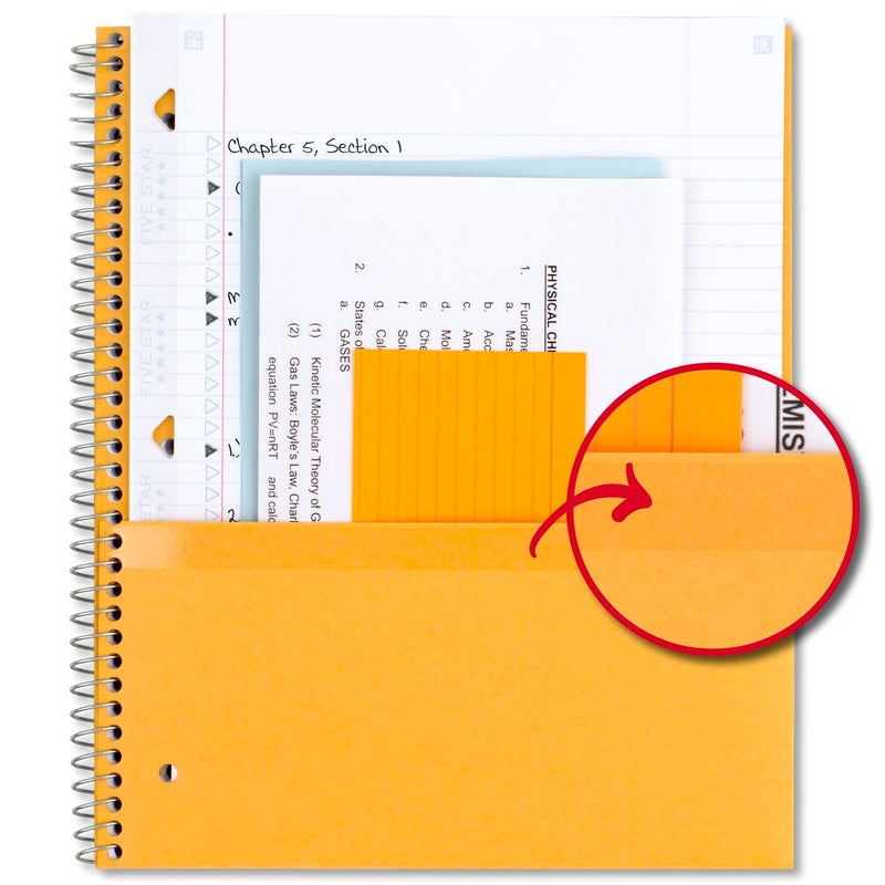 Five Star Spiral Notebook + Study App, 6 Pack, 1 Subject, College Ruled, 8-1/2" x 11", 100 Sheets, Fights Ink Bleed, Customizable Water Resistant Cover, Assorted Colors (820045-ECM) - Image 4