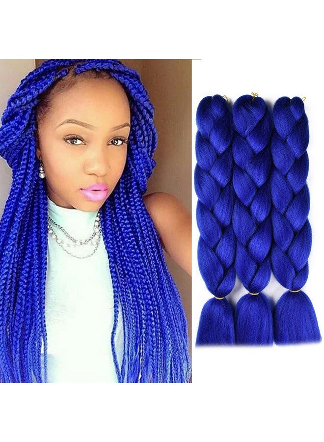 SuCoo Jumbo Braiding Hair Extension Synthetic Kanekalon High Temperature Fiber Crochet Twist Braids Hair With Small Free Gifts 24Inch 3Pcs/Lot£¨Royal Blue) - Image 1