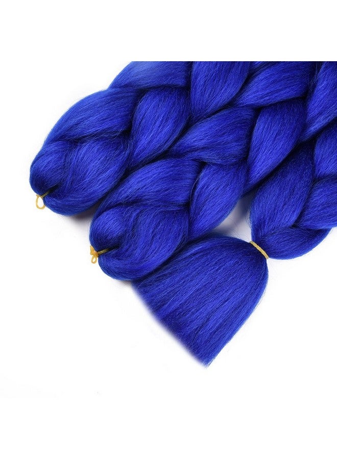 SuCoo Jumbo Braiding Hair Extension Synthetic Kanekalon High Temperature Fiber Crochet Twist Braids Hair With Small Free Gifts 24Inch 3Pcs/Lot£¨Royal Blue) - Image 3