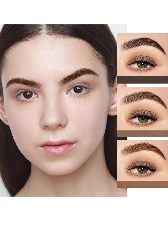 Eyebrow Powder Makeup Kit, 3 Colors Waterproof Long Lasting Brow Palette, Dark & Light Brown Brow Filler with Built-In Mirror & Double-Ended Brow Brush, Natural Full Sculpt Eyebrow Cosmetic Set for Women - Image 5