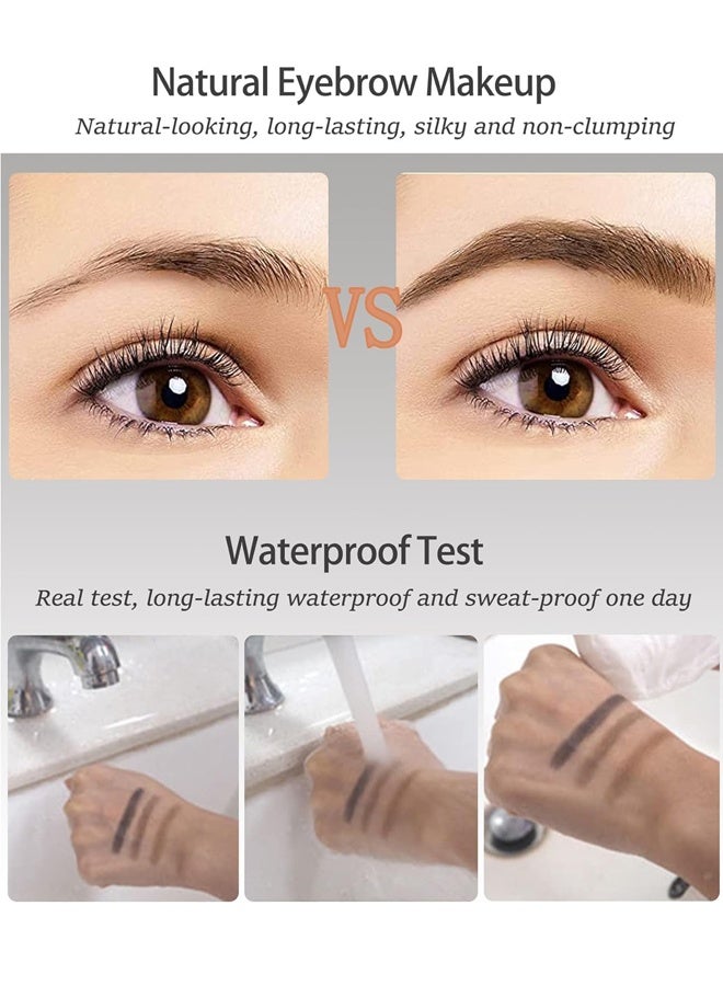 Eyebrow Powder Makeup Kit, 3 Colors Waterproof Long Lasting Brow Palette, Dark & Light Brown Brow Filler with Built-In Mirror & Double-Ended Brow Brush, Natural Full Sculpt Eyebrow Cosmetic Set for Women - Image 4