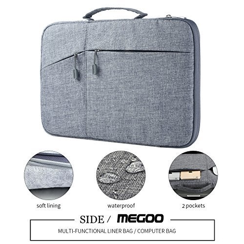 Megoo 13inch Laptop Sleeve with Accessory Pouch for Surface Laptop 5/4/3/2/6 13.5", Laptop 7 13.8", Surface Book 13.5", Carry Case for 13"~14" Tablet Chromebook(Gray with Charger Case) - Image 5