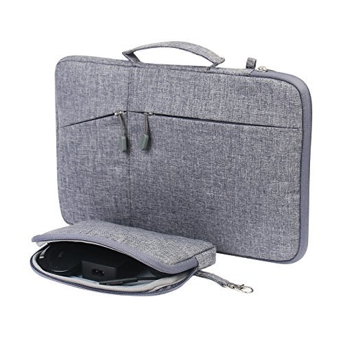Megoo 13inch Laptop Sleeve with Accessory Pouch for Surface Laptop 5/4/3/2/6 13.5", Laptop 7 13.8", Surface Book 13.5", Carry Case for 13"~14" Tablet Chromebook(Gray with Charger Case) - Image 3