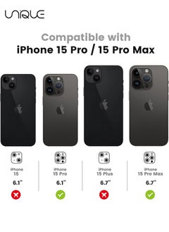 Unique 2 Pack - For iPhone 15 Pro/iPhone 15 Pro Max Camera Lens Protector, 9H Tempered Glass Camera Cover Screen Protector, Metal Individual Ring for iPhone 15 Pro Max 6.7 inch iPhone 15Pro 6.1 inch 2023  - Image 2