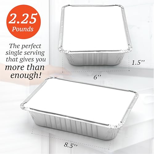 Spare Essentials 55 Pack - 2.25 LB To Go Aluminum Containers with Lids - Heat Proof Foil Tins for Meal Prep, Take Out, Freezer Meals - Image 2