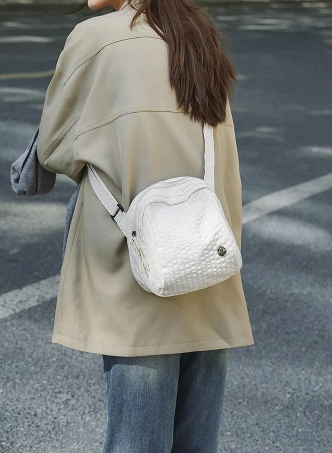 Take Two White Textured Crossbody Bag