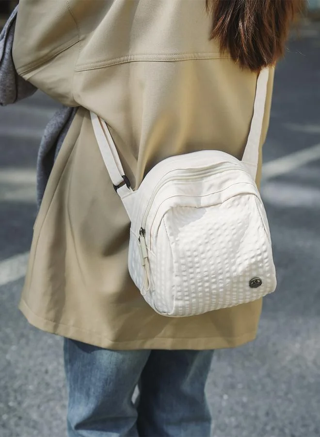 Take Two White Textured Crossbody Bag