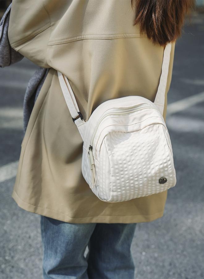 Take Two White Textured Crossbody Bag - Image 1