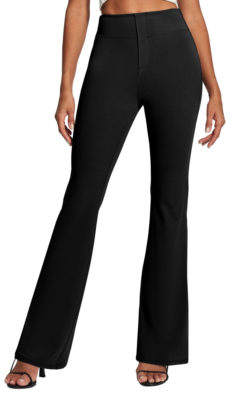 IUGA Womens Dress Pants Stretchy Work Pants Slacks Women Business Casual Bootcut High Waisted Pull On Trousers with Pockets Black - Image 1