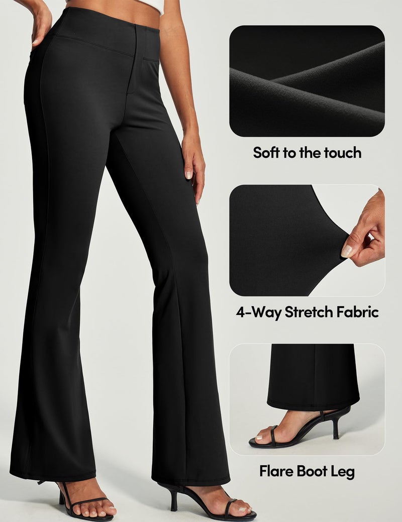 IUGA Womens Dress Pants Stretchy Work Pants Slacks Women Business Casual Bootcut High Waisted Pull On Trousers with Pockets Black - Image 4