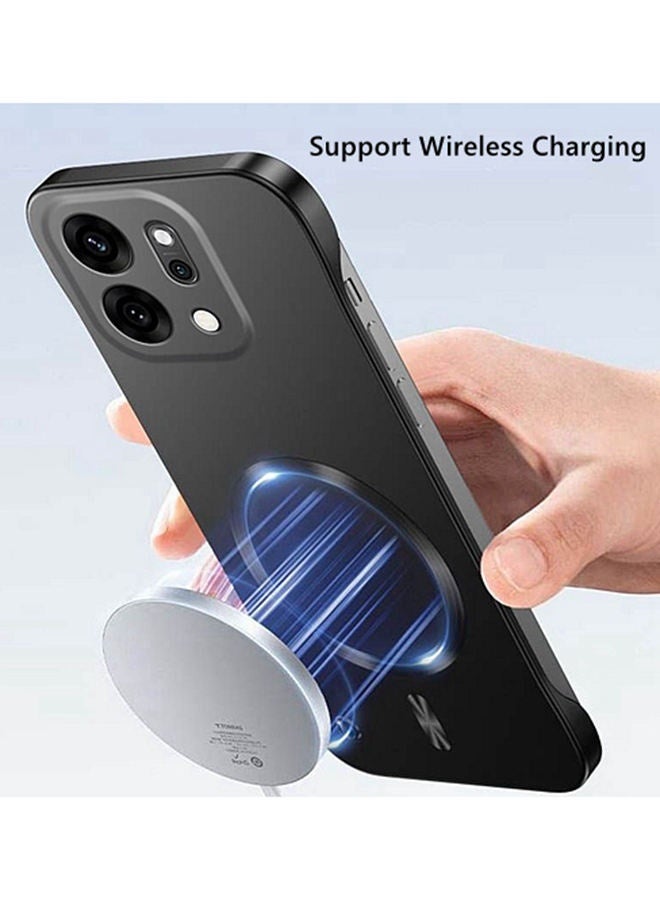 لحافظة Oppo Reno 14 5G، حماية عدسة الكاميرا المرتفعة، فائقة النحافة، بدون حواف، تدعم الشحن اللاسلكي، غطاء Oppo Reno 14 واقي من الصدمات عالي الجودة بلون موحد ومغناطيسي، أسود - Image 4