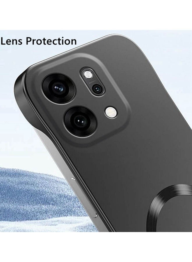 لحافظة Oppo Reno 14 5G، حماية عدسة الكاميرا المرتفعة، فائقة النحافة، بدون حواف، تدعم الشحن اللاسلكي، غطاء Oppo Reno 14 واقي من الصدمات عالي الجودة بلون موحد ومغناطيسي، أسود - Image 3