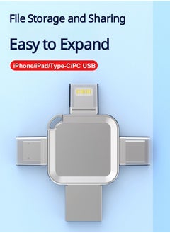 Generic 4-in-1 High Speed USB Flash Drive with Micro USB and Type-C Ports, Compatible with Android Smartphones, iPhone, iPad, MacBook, and Laptops - Black 8GB  - Image 4