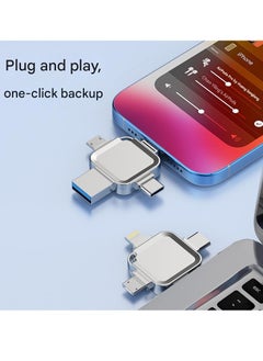 4-in-1 High Speed USB Flash Drive with Micro USB and Type-C Ports, Compatible with Android Smartphones, iPhone, iPad, MacBook, and Laptops - Black 8GB - pzsku/Z8F45E9858F23F5E78ED6Z/45/_/1736131295/57666052-52d4-43cf-ae36-4d1f24568f01