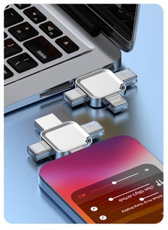 Generic 4-in-1 High Speed USB Flash Drive with Micro USB and Type-C Ports, Compatible with Android Smartphones, iPhone, iPad, MacBook, and Laptops - Black 8GB  - Image 3