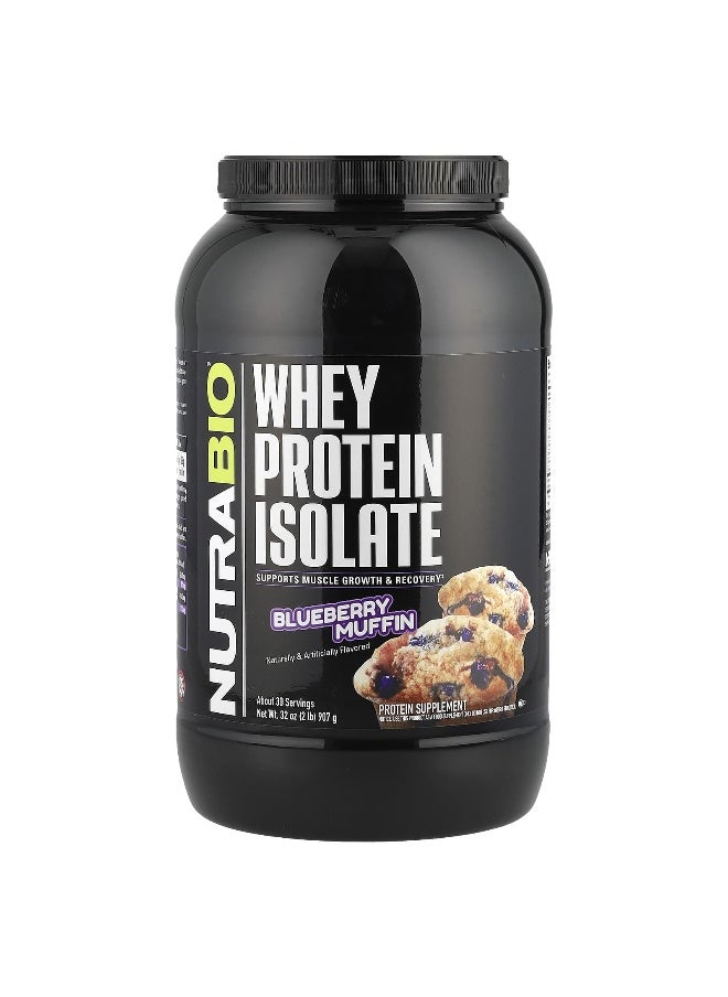 NutraBio - NutraBio, Whey Protein Isolate, Blueberry Muffin, 2 lb (907 g) - Image 1