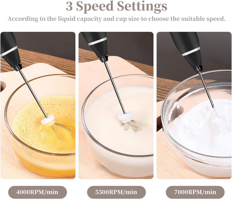 Hand Blender - Hand Blender (USB Rechargeable Electric Milk Frother 3 Speeds Pink)