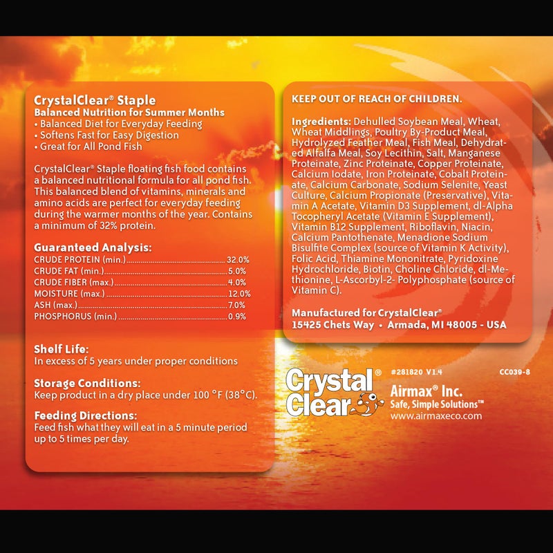 Crystal Clear CrystalClear Staple Pond Fish Food for Healthy Koi & Goldfish, Protein Packed Floating Pellets for Summer Nutrition, Easy Digestion, 2.2 Pound Bag - Image 2