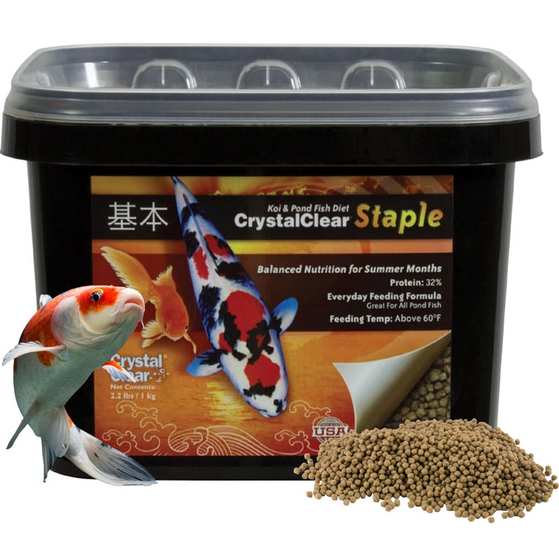 Crystal Clear CrystalClear Staple Pond Fish Food for Healthy Koi & Goldfish, Protein Packed Floating Pellets for Summer Nutrition, Easy Digestion, 2.2 Pound Bag - Image 1