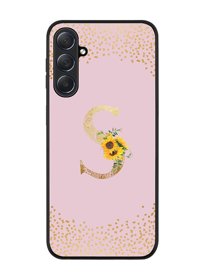 Stylizedd Rugged Black edge case for Samsung Galaxy M54 5G, Slim fit Soft Case Flexible Rubber Edges Anti Drop TPU Gel Thin Cover -  Custom Monogram Initial Letter Floral Pattern Alphabet - S  (Pink ) - Image 1