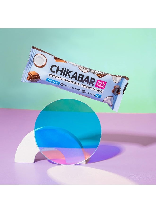 Chikalab Chocolate Protein Bar Coconut Flavour No Sugar Added 12x60g - Image 4