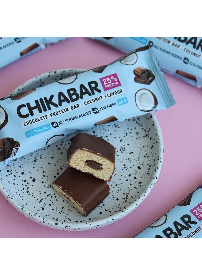 Chikalab Chocolate Protein Bar Coconut Flavour No Sugar Added 12x60g - Image 2