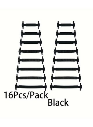 16pcs Easy-Install No-Tie Silicone Elastic Shoelaces - Waterproof, Stain-Resistant Elastic Laces for Sneakers & Boots