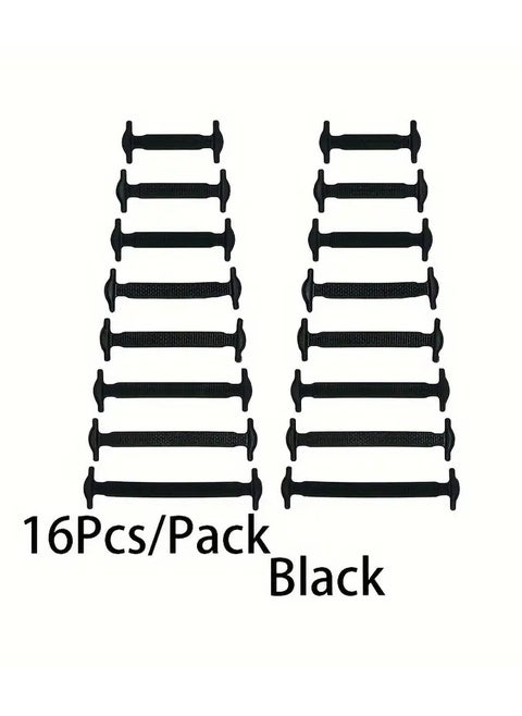 16pcs Easy-Install No-Tie Silicone Elastic Shoelaces - Waterproof, Stain-Resistant Elastic Laces for Sneakers & Boots