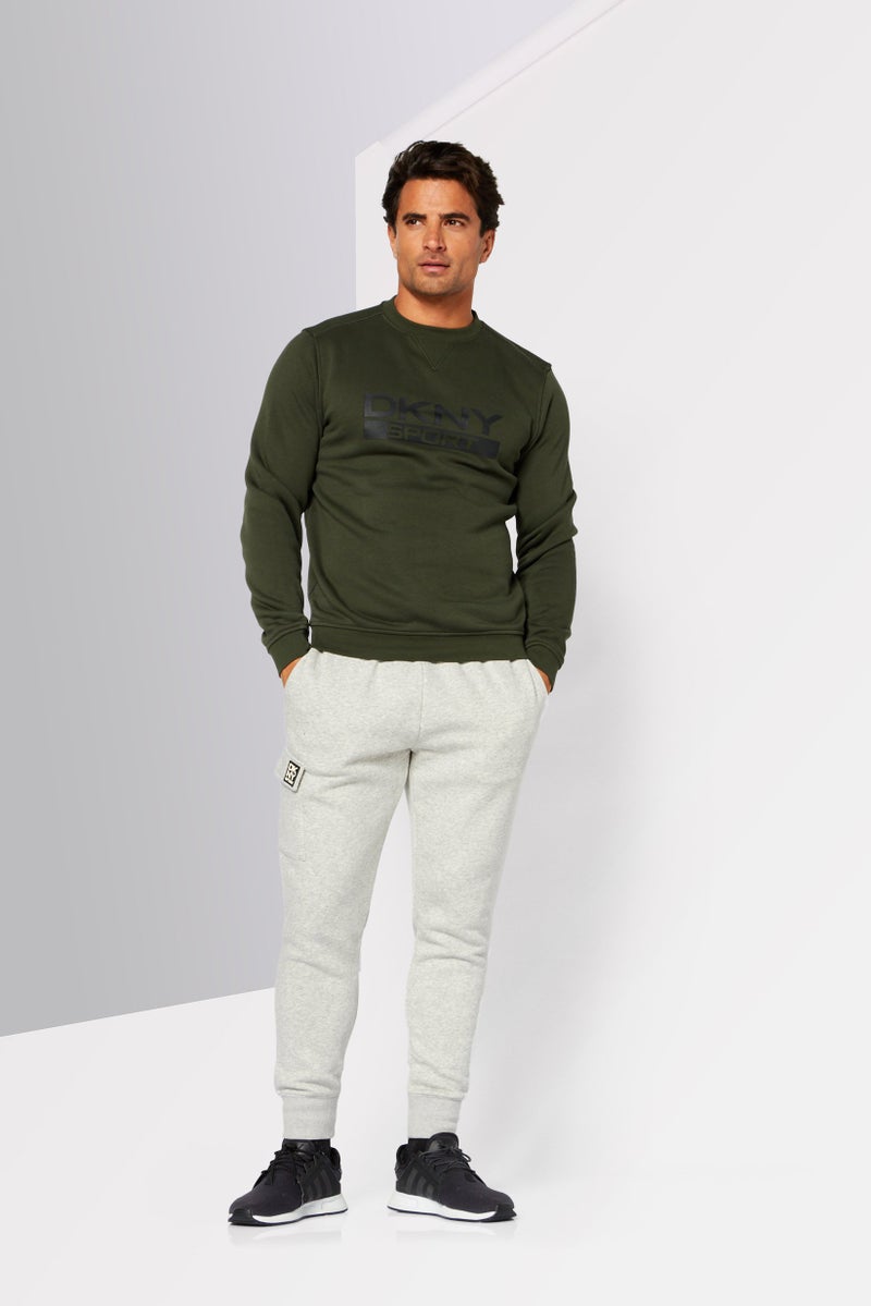 DKNY Sport Men Sportswear Fit Long Sleeve Outdoor Sweatshirts, Army Green  - Image 2
