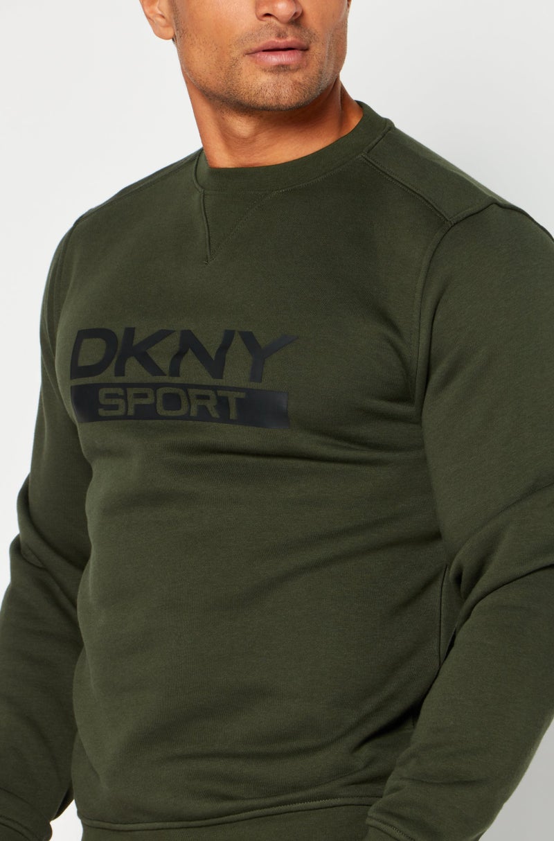 DKNY Sport Men Sportswear Fit Long Sleeve Outdoor Sweatshirts, Army Green  - Image 3