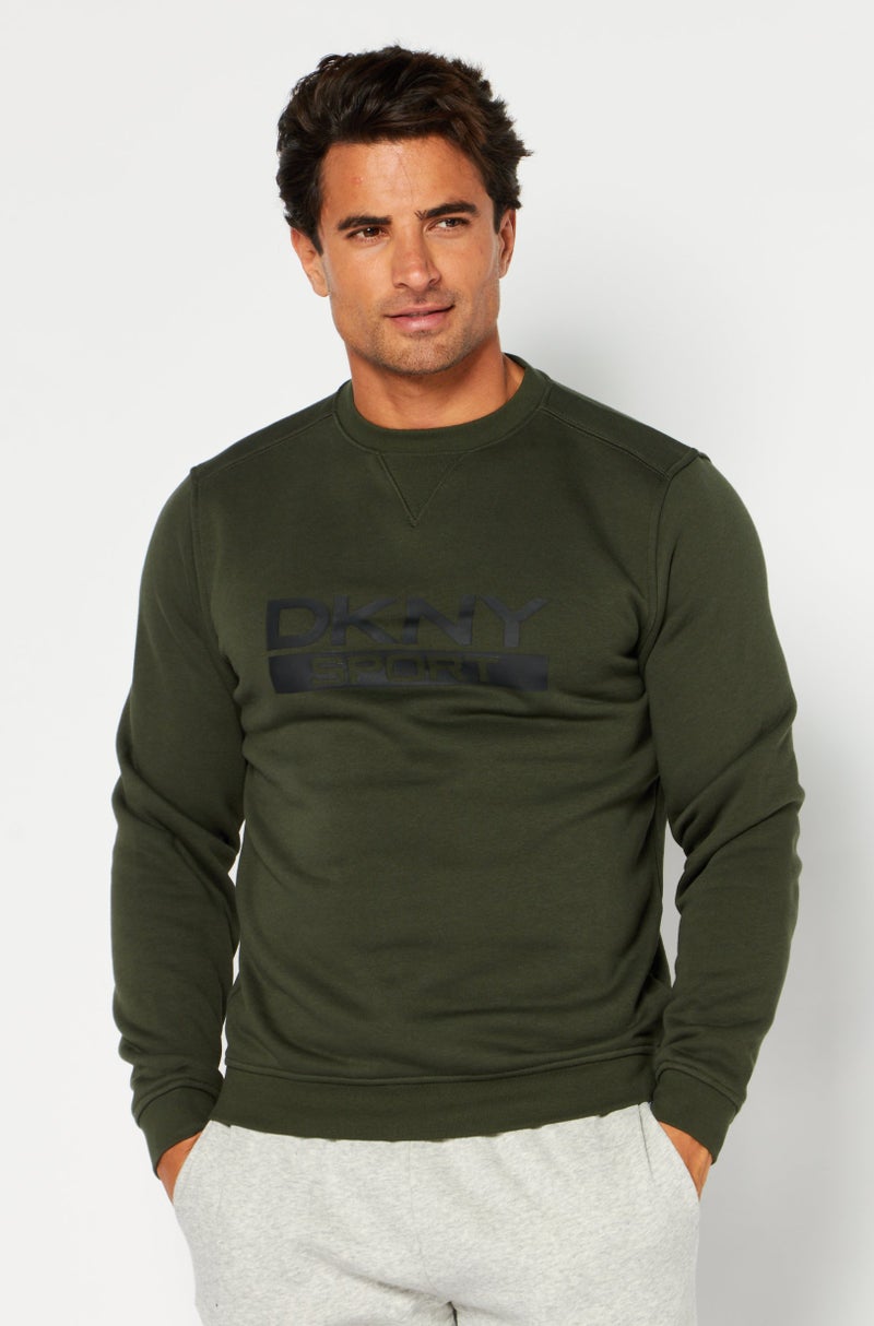 DKNY Sport Men Sportswear Fit Long Sleeve Outdoor Sweatshirts, Army Green  - Image 1