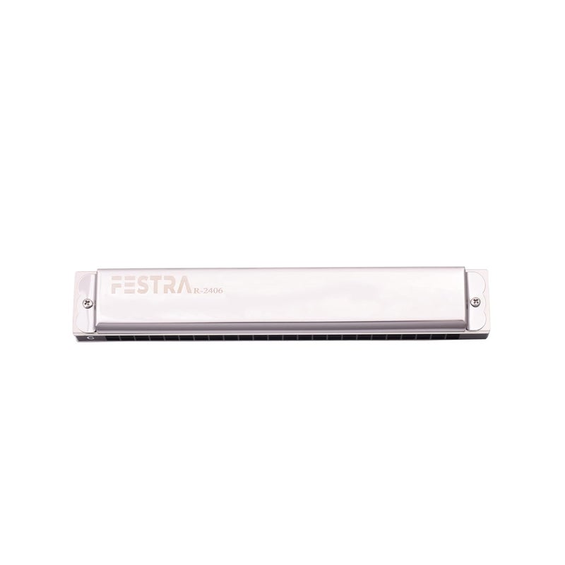 FESTRA R-2406 Advanced Tremolo Harmonica - 24 Holes Key of C with Cover, Perfect for Adults, Professionals, and Students (Silver) - Image 4