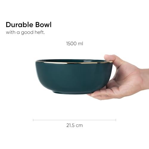 Shay Ceramic Serving Bowls Set, 1500ml, 1 Pc, Black Gold | Glossy Finish| Premium Ceramic | Large Size | Bowl Sets | Ceramic Bowl | Bowl Set for Gift (Large Bowl, Black Gold) - Image 3