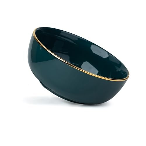 Shay Ceramic Serving Bowls Set, 1500ml, 1 Pc, Black Gold | Glossy Finish| Premium Ceramic | Large Size | Bowl Sets | Ceramic Bowl | Bowl Set for Gift (Large Bowl, Black Gold) - Image 1