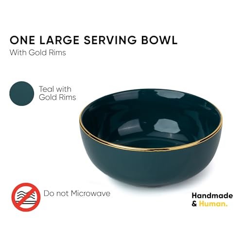 Shay Ceramic Serving Bowls Set, 1500ml, 1 Pc, Black Gold | Glossy Finish| Premium Ceramic | Large Size | Bowl Sets | Ceramic Bowl | Bowl Set for Gift (Large Bowl, Black Gold) - Image 2