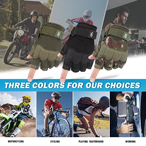 FIORETTO Fingerless Gloves, Airsoft Gloves, Half Finger Gloves for Driving, Cycling, Shooting, Hunting, Motorcycle, Climbing, Outdoor Work Black Large - Image 5