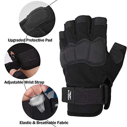 FIORETTO Fingerless Gloves, Airsoft Gloves, Half Finger Gloves for Driving, Cycling, Shooting, Hunting, Motorcycle, Climbing, Outdoor Work Black Large - Image 2