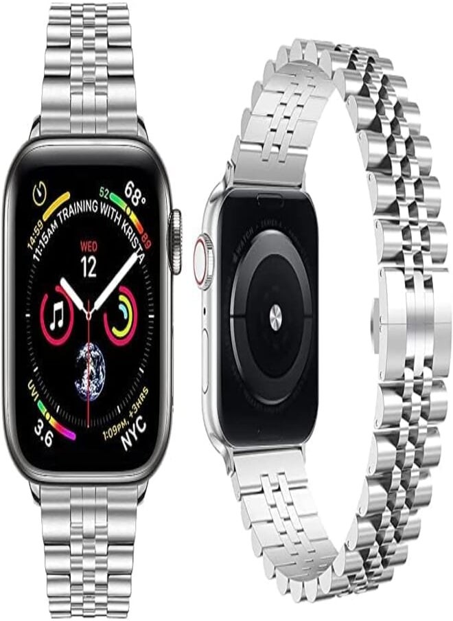 Generic - Slim Watch Band for Apple Watch 45mm/49mm Compatible with iwatch Straps Series 8/8 Ultra Stainless Steel Wristband Silver - Image 1