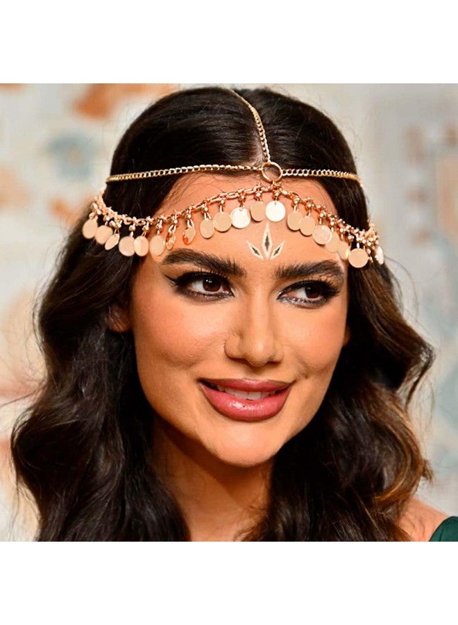 EARENT سلسلة رأس بوهو مزينة بالخرز مع شرابة ذهبية لسلسلة الجبين، إكسسوارات شعر صيفية للشاطئ للنساء - Image 1