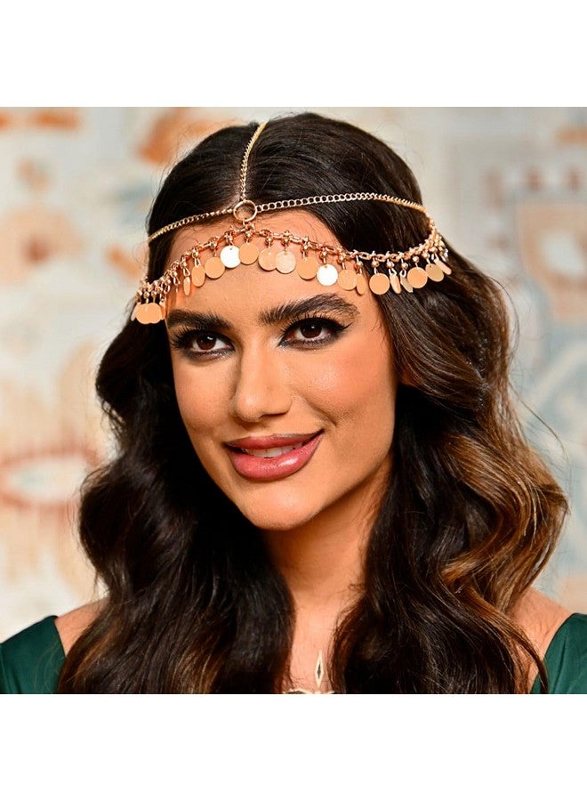 EARENT سلسلة رأس بوهو مزينة بالخرز مع شرابة ذهبية لسلسلة الجبين، إكسسوارات شعر صيفية للشاطئ للنساء - Image 2