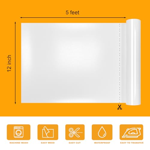 MerryMade White Puff Heat Transfer 3D 12" x 5 ft for T-Shirt, Puff Iron on Rolls for Cutter Machine - Easy to Cut & Weed for Heat Vinyl Design (White) - Image 2