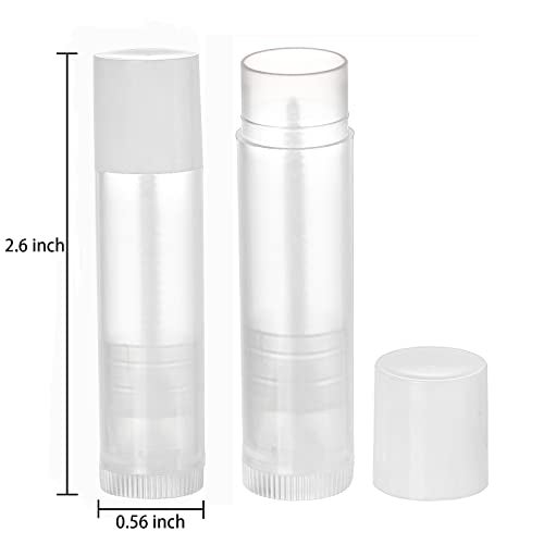 Bekith 100 Pack 5.5ml Clear Empty Lip Balm Tubes with White Caps - Image 2