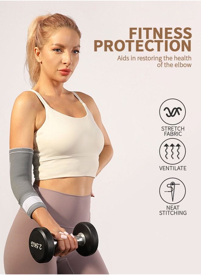 GROIC 2 Pack Elbow Brace with Strap, Elbow Compression Sleeve 1 Pair, Adjustable Strap for Tennis Elbow Relief, Weightlifting, Arthritis, Workouts, Reduce Joint Pain During Fitness Activity, L  - Image 4