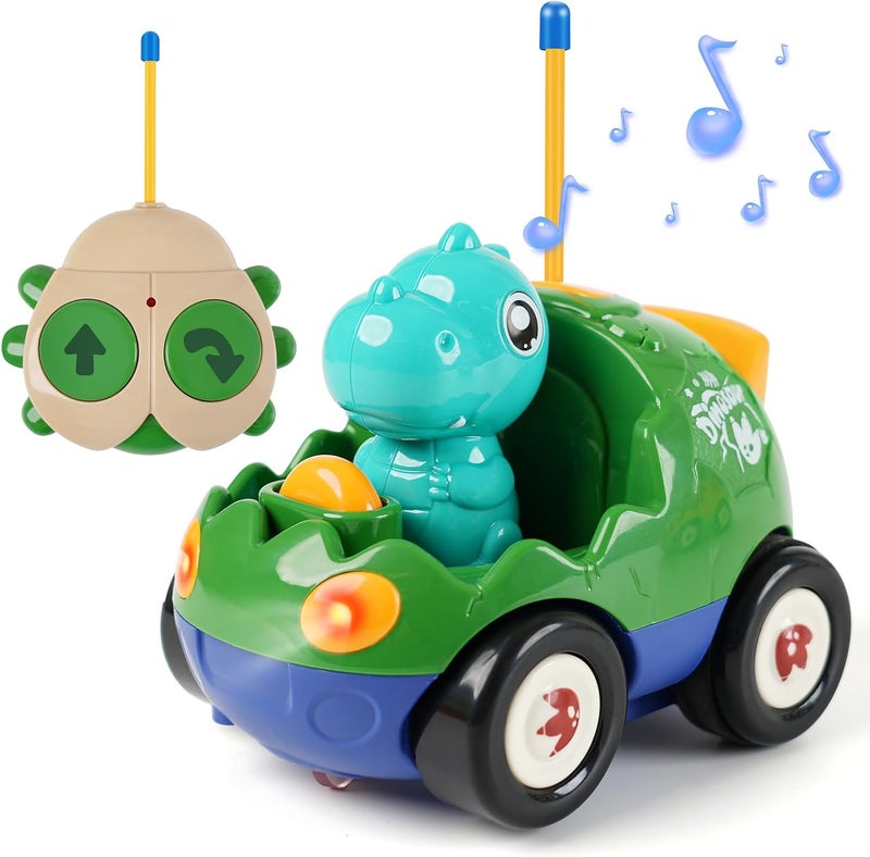 QPOU 2-Pack Remote Control Dinosaur Toy Car for Kids - Birthday Gifts for Boys Toddlers Ages 18+ Months, 2 3 4 5 Year  Old - Image 1