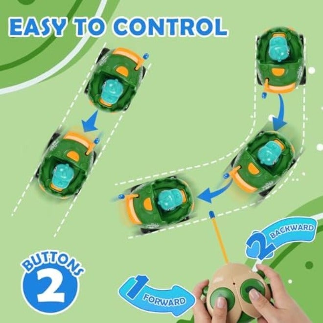 QPOU 2-Pack Remote Control Dinosaur Toy Car for Kids - Birthday Gifts for Boys Toddlers Ages 18+ Months, 2 3 4 5 Year  Old - Image 5