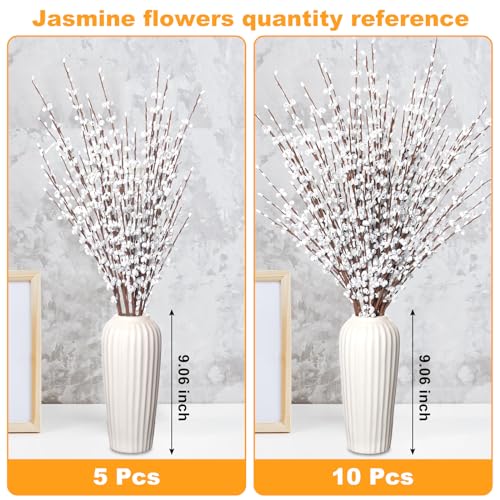Wootkey 5pcs 29.5" Faux Jasmine Artificial Flowers Tall White Floral Branches for Home Wedding Vase Filler Party DIY Decoration - Image 3