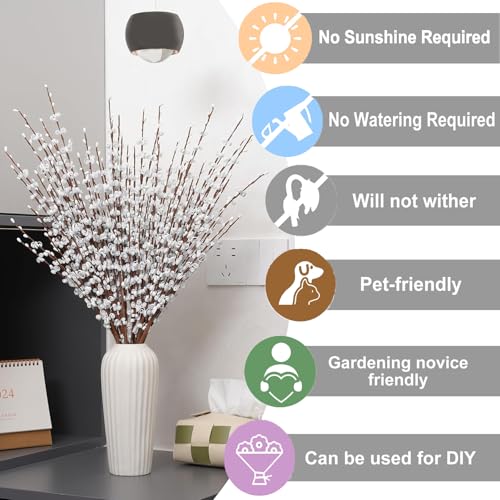 Wootkey 5pcs 29.5" Faux Jasmine Artificial Flowers Tall White Floral Branches for Home Wedding Vase Filler Party DIY Decoration - Image 4