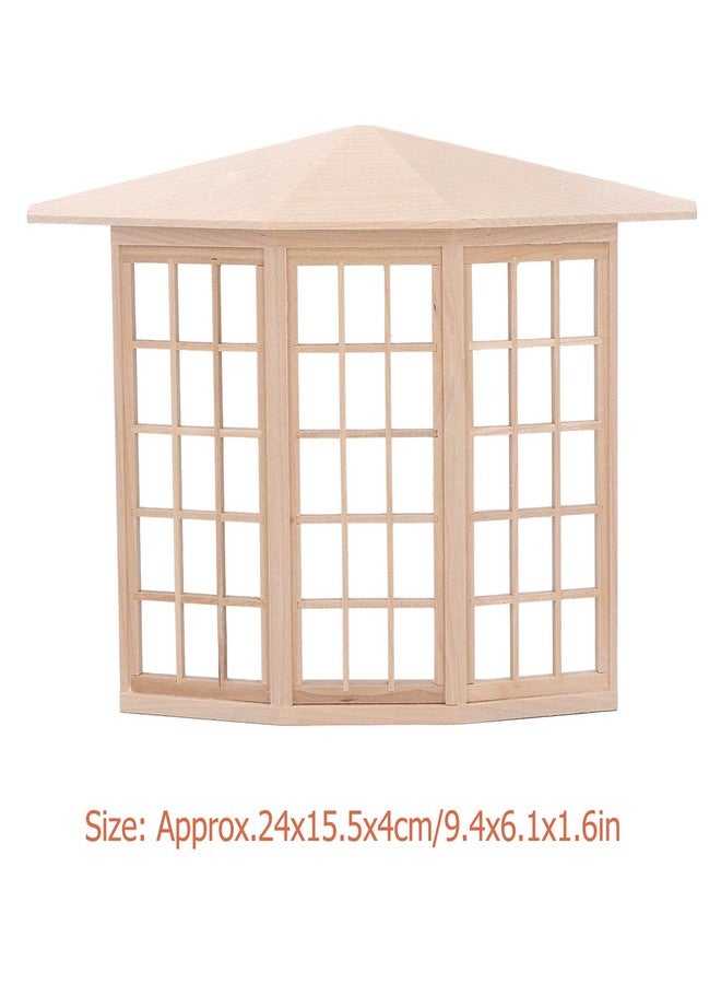 Srdh Dollhouse Bay Window, 1:12 Miniature Dollhouse Furniture 24 Pane Wooden Window, Mini Doll House Furniture Window Model Decoration for DIY Doll House - Image 4